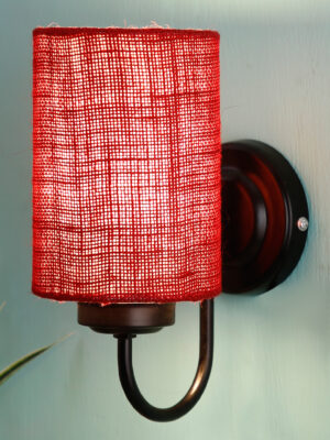 Ambika Home Maroon Jute Wall Mounted Lamp Iron Base Decorative Wall Lamp for Living Room, Bedroom & Hallway