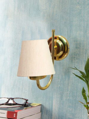 Ambika Home off-white cotton wall mounted Gold Lamp | Modern Decorative Wall Lamp for Living Room, Bedroom & Hallway