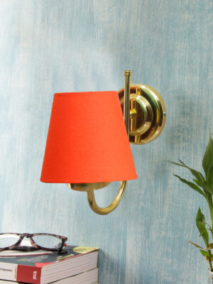 Ambika Home Red cotton wall mounted Gold Lamp | Modern Decorative Wall Lamp for Living Room, Bedroom & Hallway