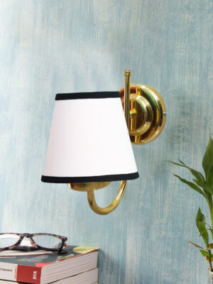 Ambika Home White & Black cotton wall mounted Gold Lamp | Modern Decorative Wall Lamp for Living Room, Bedroom & Hallway