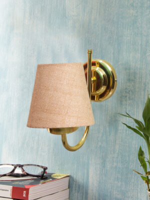 Ambika Home Beige Jute wall mounted Gold Lamp | Modern Decorative Wall Lamp for Living Room, Bedroom & Hallway