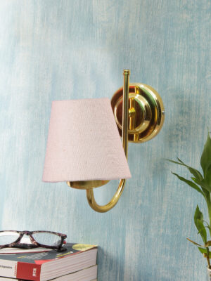 Ambika Home White Jute wall mounted Gold Lamp | Modern Decorative Wall Lamp for Living Room, Bedroom & Hallway