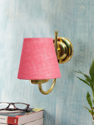 Ambika Home Pink Jute wall mounted Gold Lamp | Modern Decorative Wall Lamp for Living Room, Bedroom & Hallway
