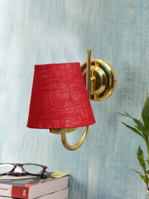 Ambika Home Maroon Jute wall mounted Gold Lamp | Modern Decorative Wall Lamp for Living Room, Bedroom & Hallway