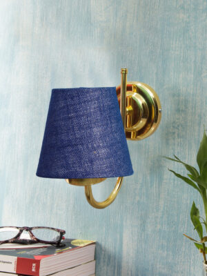 Ambika Home Blue Jute wall mounted Gold Lamp- | Modern Decorative Wall Lamp for Living Room, Bedroom & Hallway