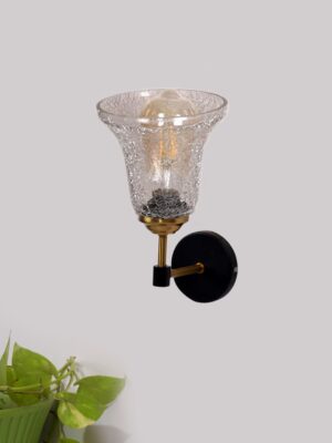 Ambika Home Metal wall mounted lamp with Transparent Crinkle Glass | Modern Wall Light for Living Room Bedroom Hallway Lobby Staircase | Decorative Indoor Wall Sconce