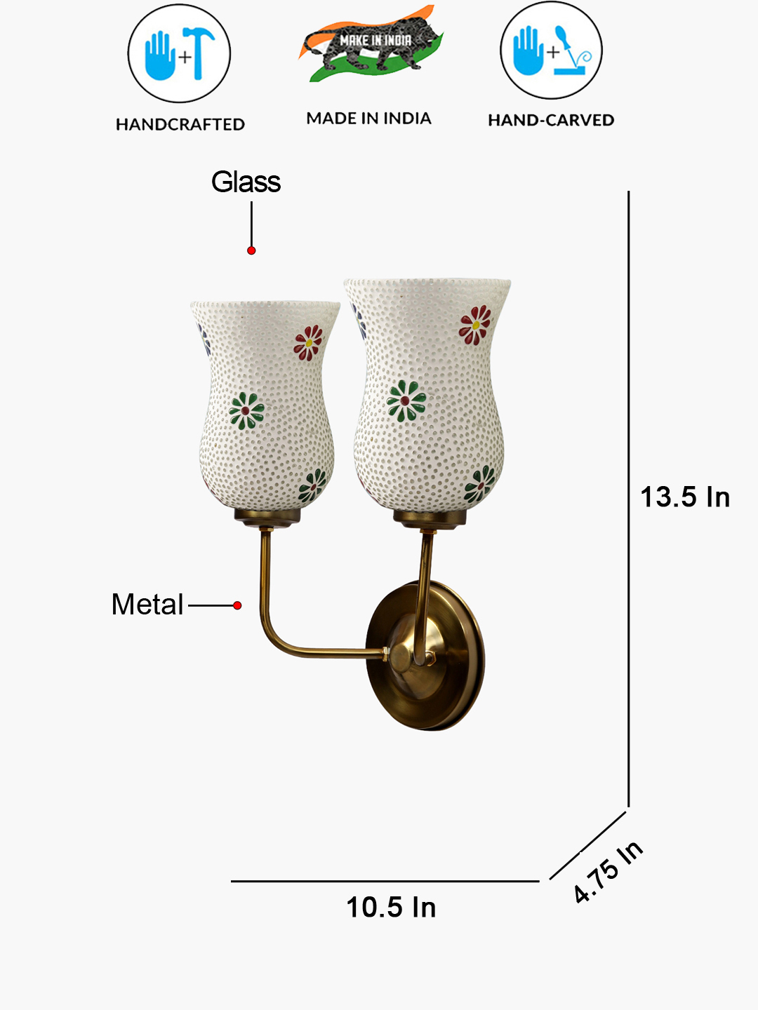 Ambika Home Dual Wall Lamp – Ambient Lighting with Multicolor Mosaic Glass and Gold Finish | Luxury Decorative Wall Light for Living Room, Bedroom, Hallway & Home Décor - Image 4