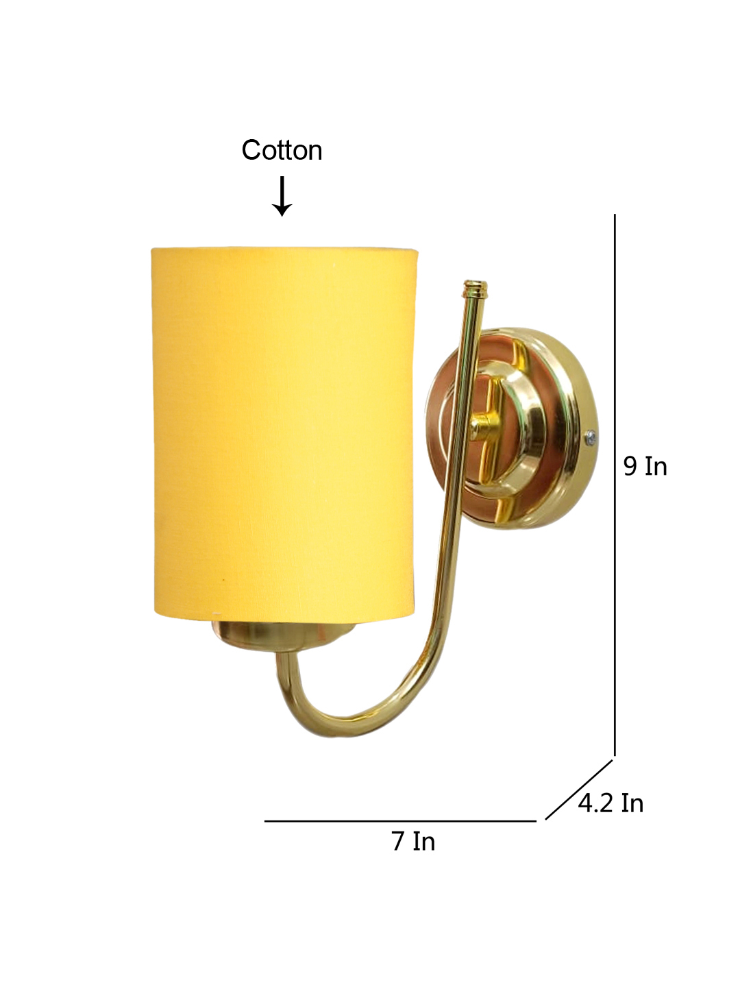 Ambika Home Yellow cotton wall mounted Gold Lamp | Modern Decorative Wall Lamp for Living Room, Bedroom & Hallway - Image 4