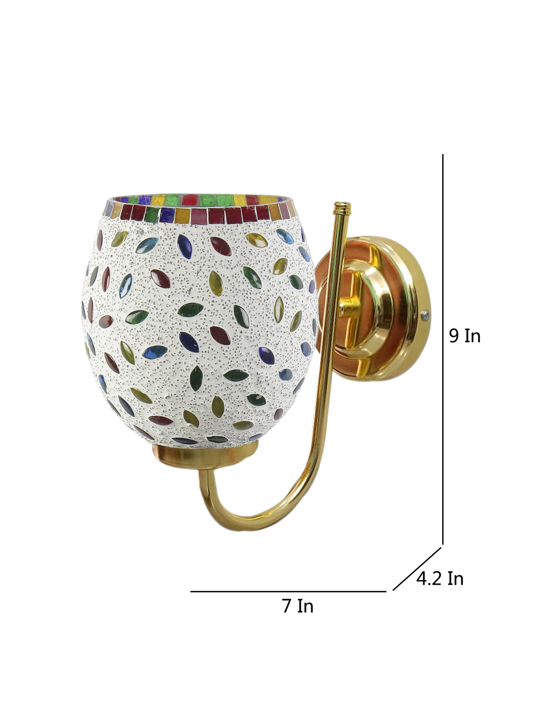 Ambika Home Multicolor Mosiac Glass wall mounted Gold Lamp | Modern Decorative Wall Lamp for Living Room, Bedroom & Hallway - Image 4