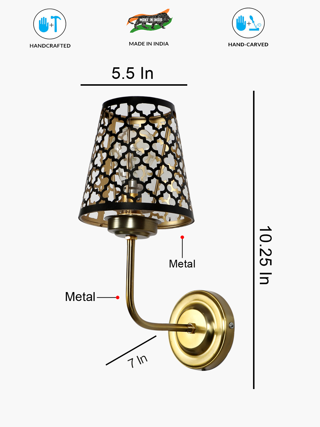 Ambika Home Premium Gold Wall Mounted Lamp for Bedroom & Corridor | Luxury Decorative Wall Light for Living Room, Bedroom, Hallway & Home Décor - Image 4