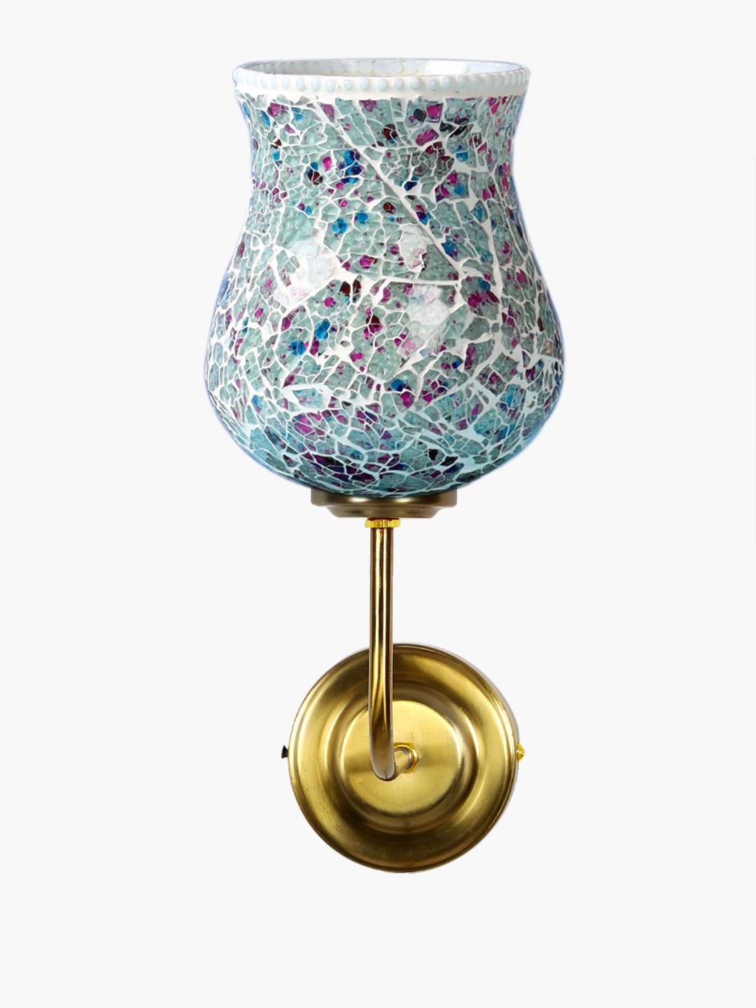 Ambika Home Statement Multicolor Mosaic Glass Wall Mounted Lamp – Gold Finish | Luxury Decorative Wall Light for Living Room, Bedroom, Hallway & Home Décor - Image 5