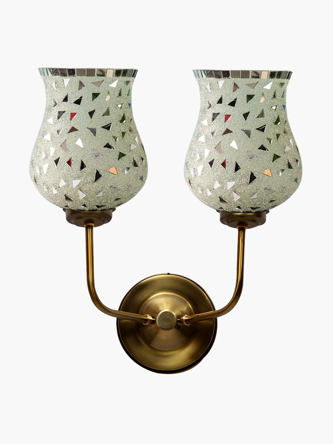 Ambika Home Dual Wall Lamp – Handcrafted Colorful Mosaic Glass with Premium Gold Base | Luxury Decorative Wall Light for Living Room, Bedroom, Hallway & Home Décor - Image 5