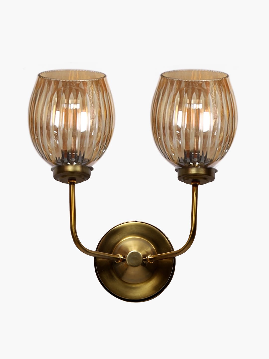 Ambika Home Dual Wall mounted Gold lamp with Diamond Cut Smoke Glass | Modern Wall Light for Living Room Bedroom Hallway Lobby Staircase | Decorative Indoor Wall Sconce - Image 4