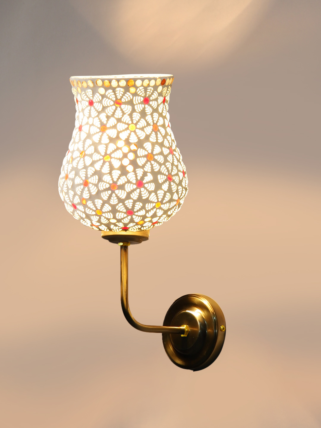 Ambika Home Premium Multicolor Mosaic Glass Wall Mounted Lamp with Gold Metal Base | Luxury Decorative Wall Light for Living Room, Bedroom, Hallway & Home Décor - Image 6