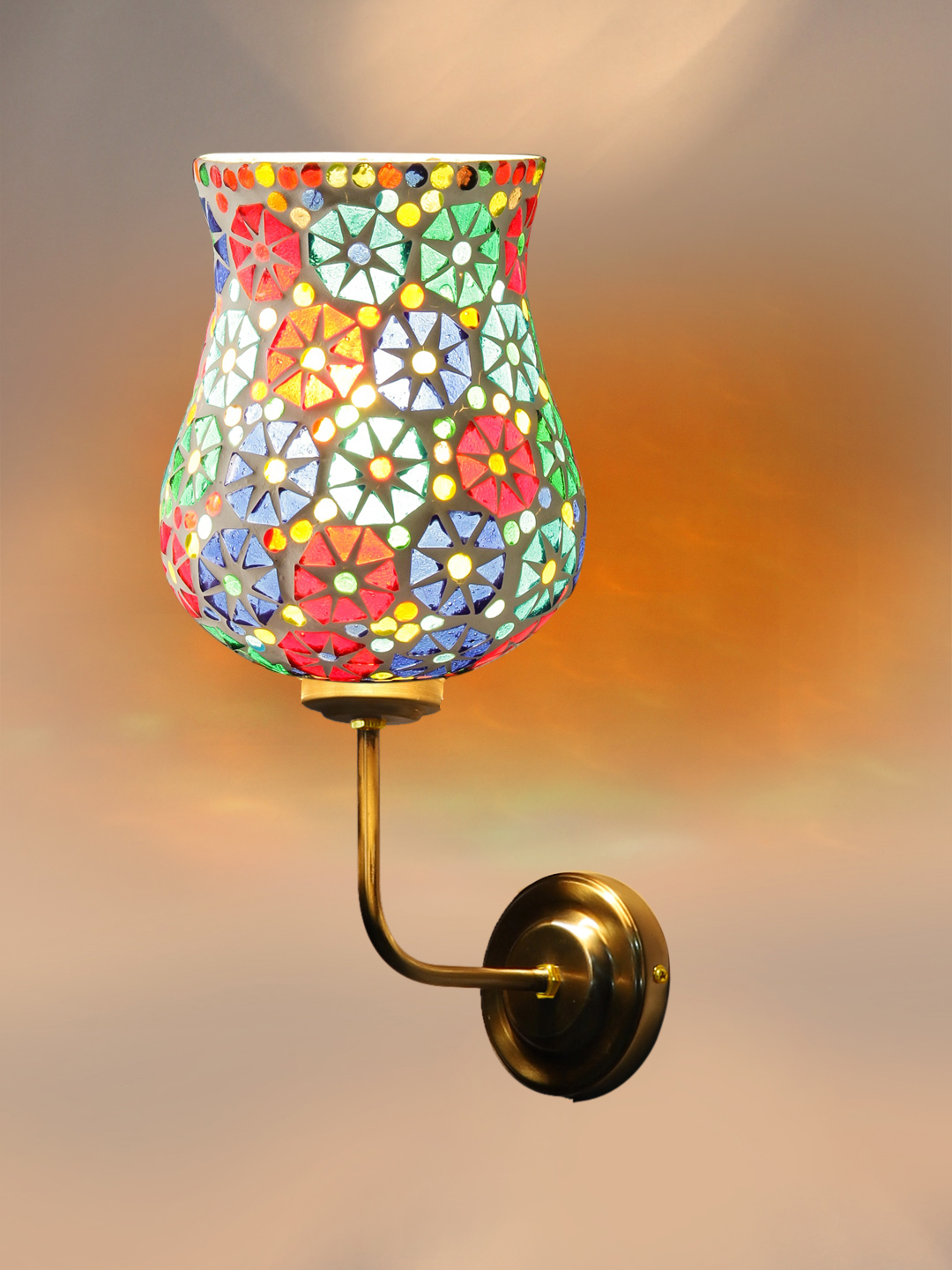 Ambika Home Luxury Mosaic Glass Wall Lamp with Rich Gold Metal Base | Luxury Decorative Wall Light for Living Room, Bedroom, Hallway & Home Décor - Image 6