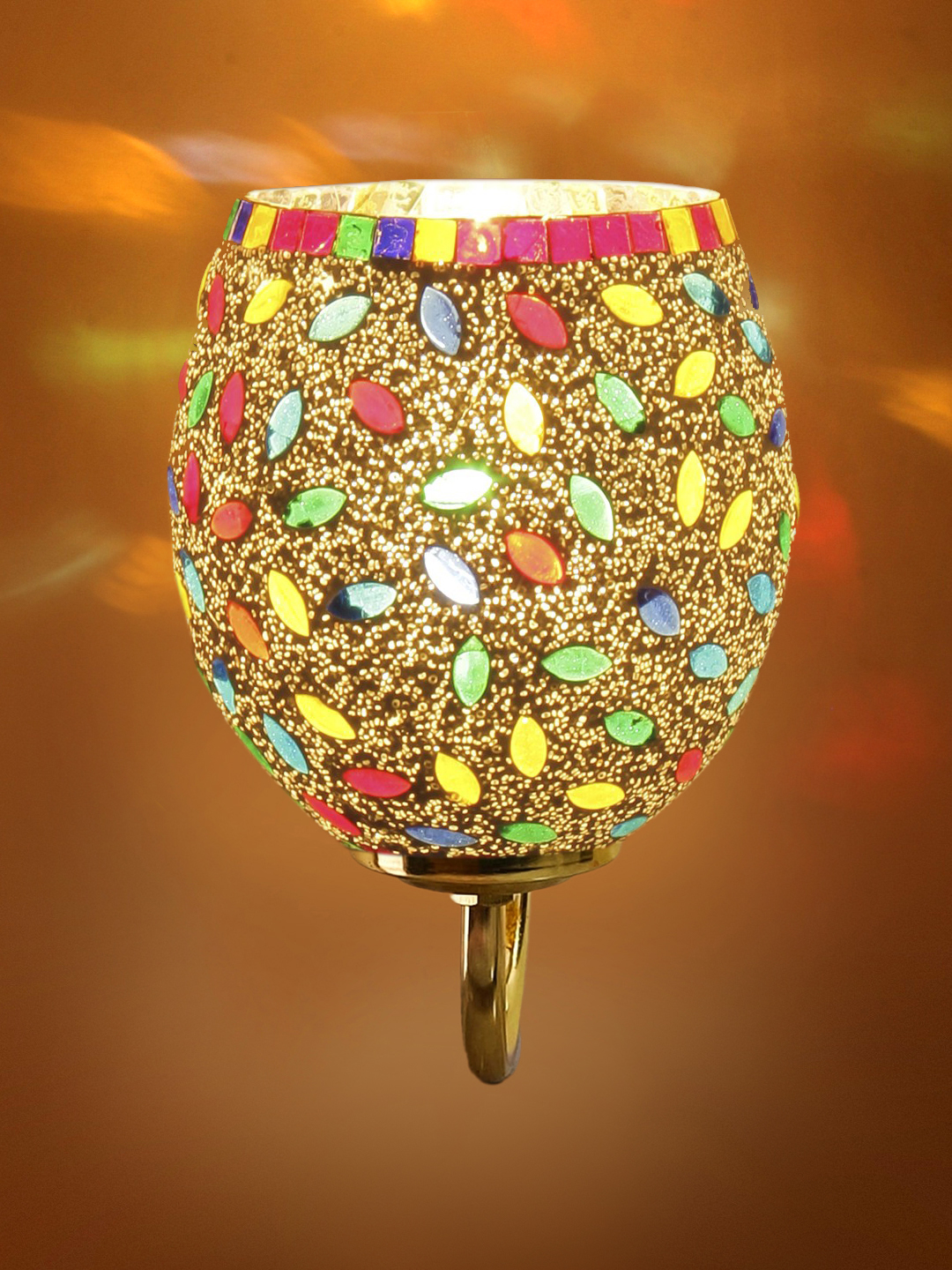 Ambika Home Multicolor Mosiac Glass wall mounted Gold Lamp | Modern Decorative Wall Lamp for Living Room, Bedroom & Hallway - Image 6