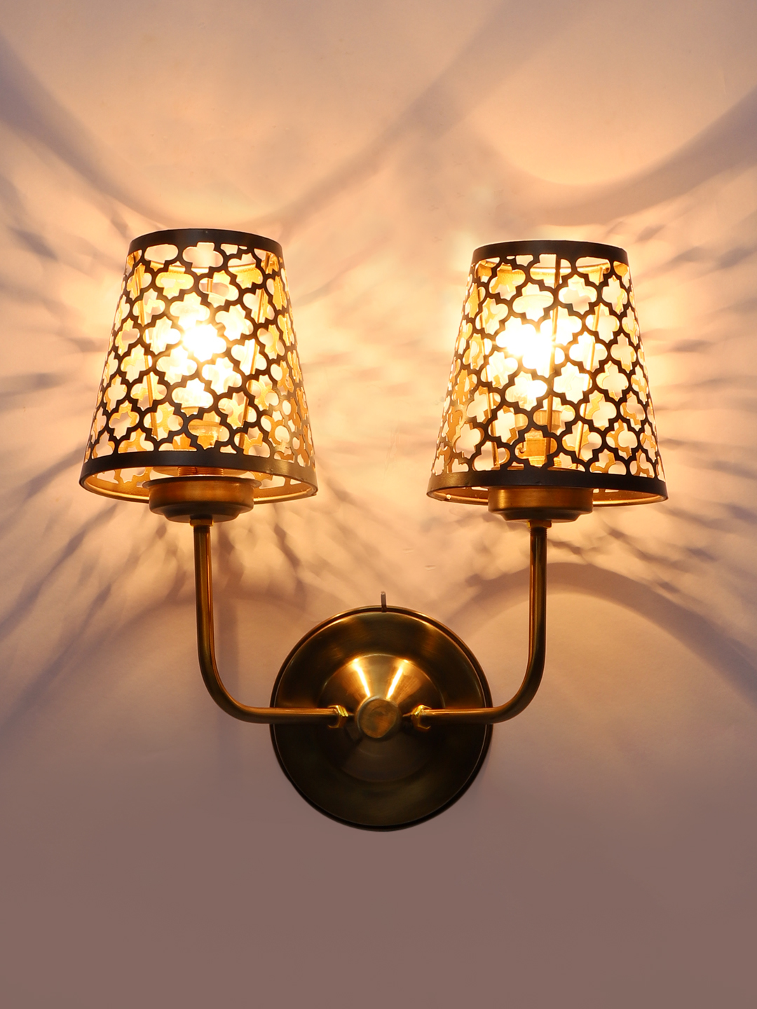 Ambika Home Decorative Dual Metal Etched Wall Lamp for Hall & Staircase | Luxury Decorative Wall Light for Living Room, Bedroom, Hallway & Home Décor - Image 6