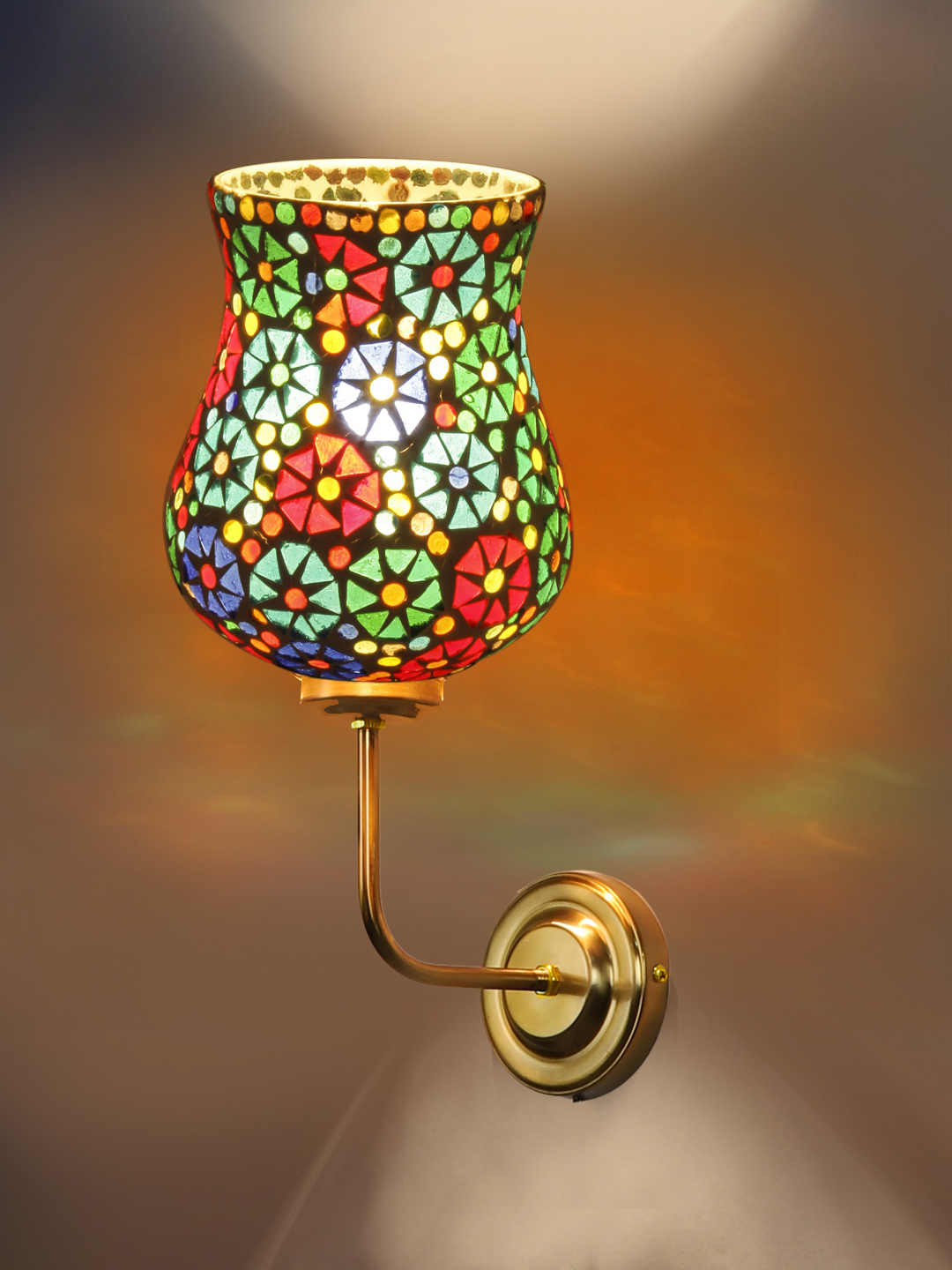 Ambika Home Luxury Mosaic Glass Wall Lamp with Rich Gold Metal Base | Luxury Decorative Wall Light for Living Room, Bedroom, Hallway & Home Décor - Image 7