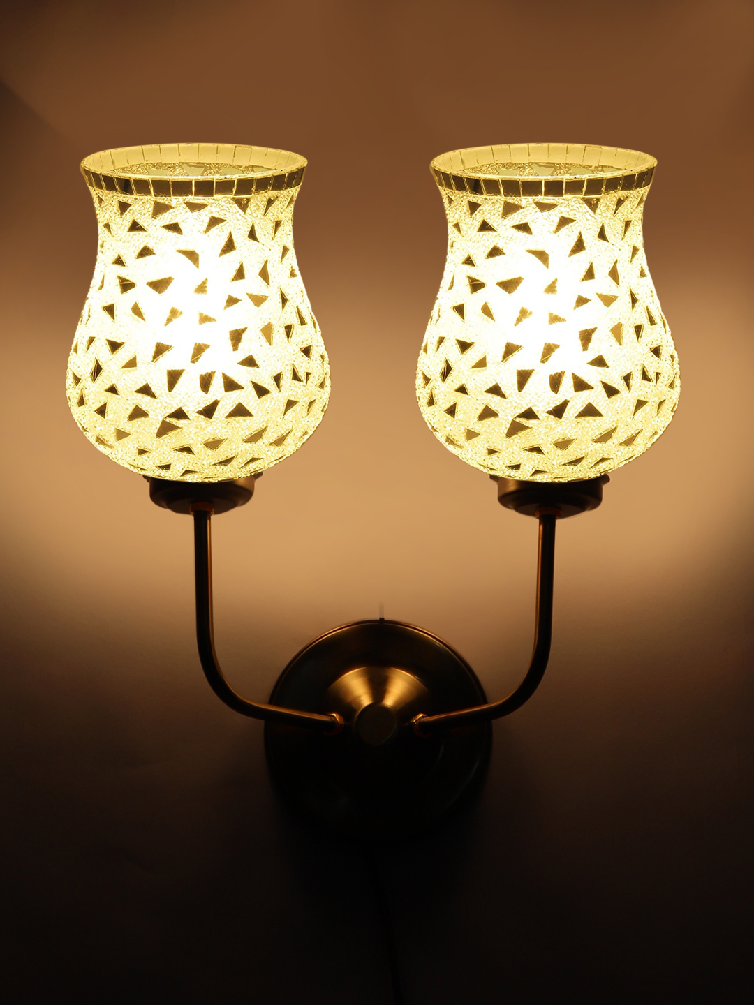 Ambika Home Dual Wall Lamp – Handcrafted Colorful Mosaic Glass with Premium Gold Base | Luxury Decorative Wall Light for Living Room, Bedroom, Hallway & Home Décor - Image 7