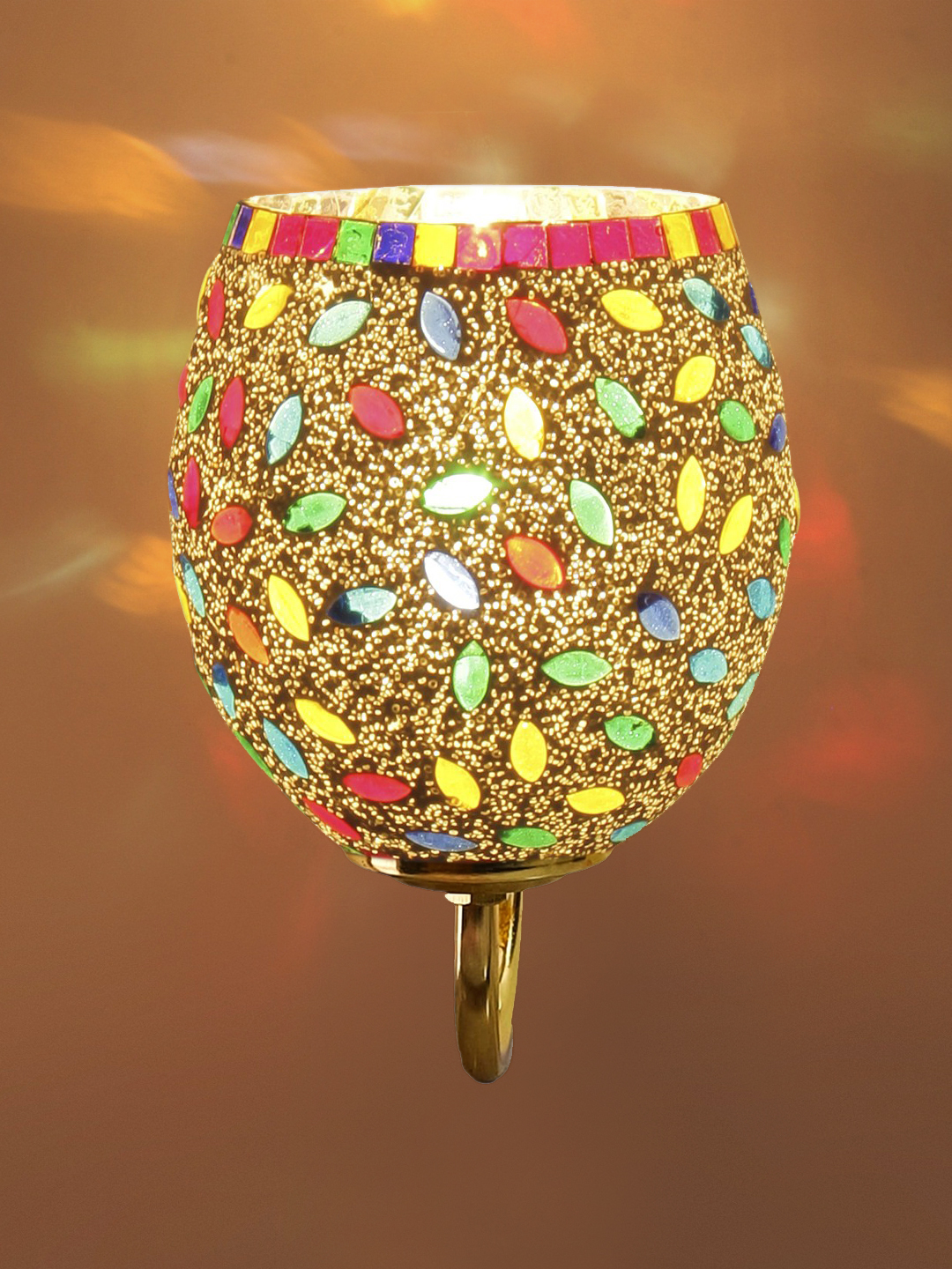 Ambika Home Multicolor Mosiac Glass wall mounted Gold Lamp | Modern Decorative Wall Lamp for Living Room, Bedroom & Hallway - Image 7