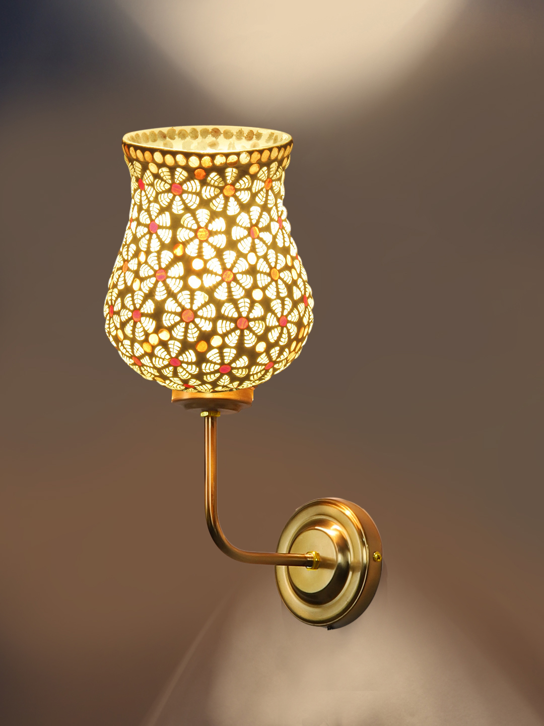 Ambika Home Premium Multicolor Mosaic Glass Wall Mounted Lamp with Gold Metal Base | Luxury Decorative Wall Light for Living Room, Bedroom, Hallway & Home Décor - Image 7