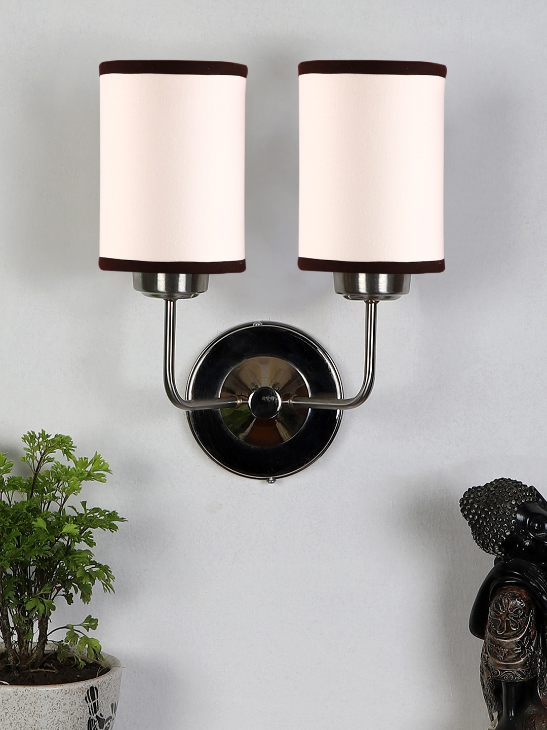 Ambika Home Dual White & Black cotton Wall mounted Lamp Steel Base Decorative Wall Lamp for Living Room, Bedroom & Hallway
