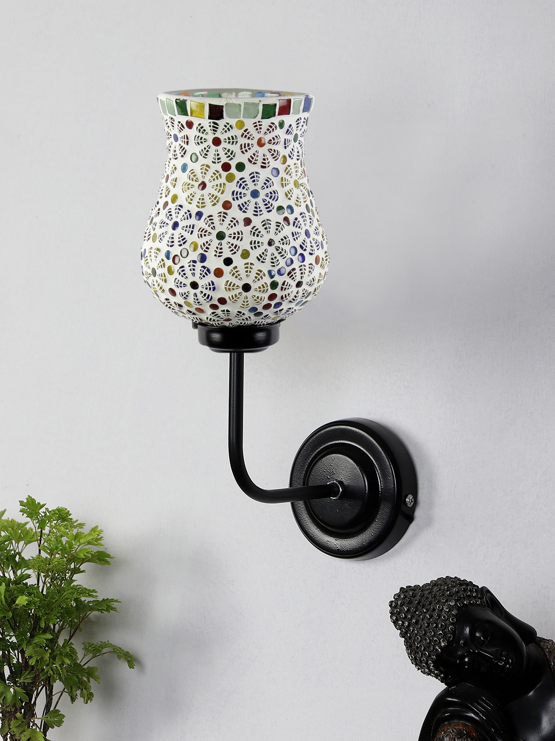 Ambika Home Multicolor Mosaic Glass shade wall mounted lamp with iron base Decorative Wall Lamp for Living Room, Bedroom & Hallway