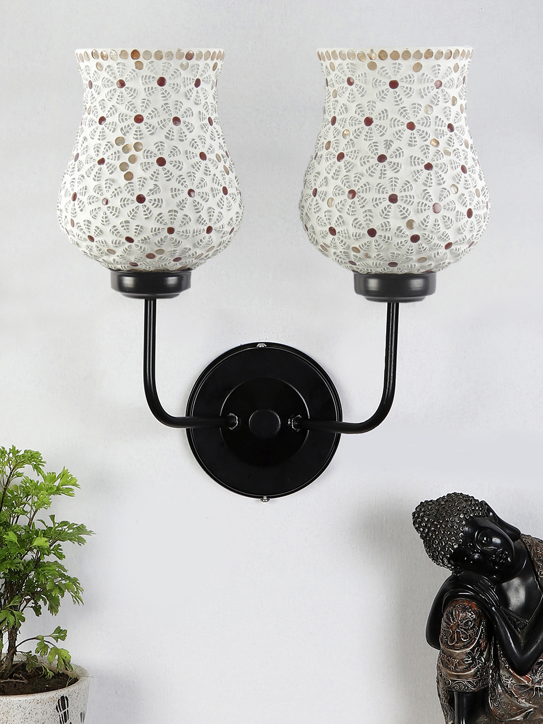Ambika Home Dual Multicolor Mosaic Glass Wall Mounted Lamp with Iron Base Decorative Wall Lamp for Living Room, Bedroom & Hallway