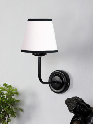 Ambika Home White & Black cotton Wall mounted Lamp Iron Base Decorative Wall Lamp for Living Room, Bedroom & Hallway
