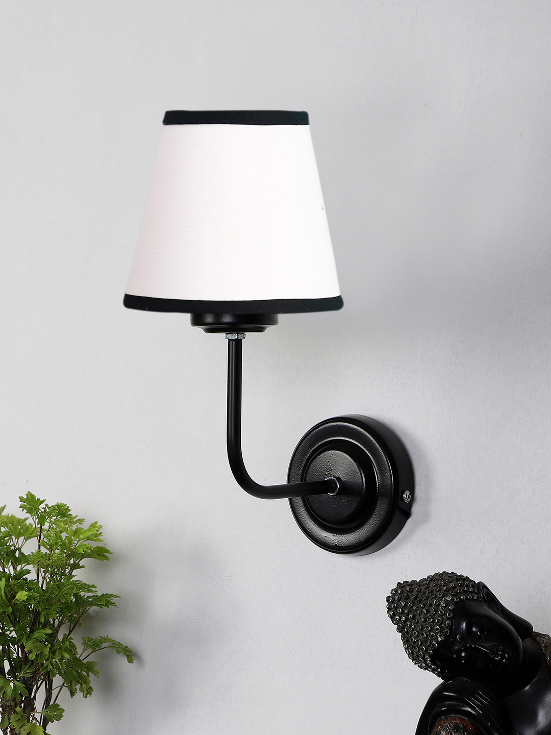 Ambika Home White & Black cotton Wall mounted Lamp Iron Base Decorative Wall Lamp for Living Room, Bedroom & Hallway