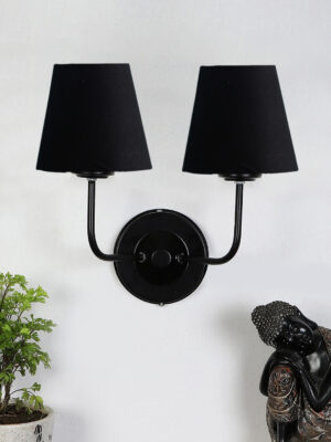 Ambika Home Dual Black cotton Wall mounted Lamp with Iron Base Decorative Wall Lamp for Living Room, Bedroom & Hallway
