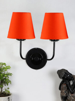 Ambika Home Dual Orange cotton Wall mounted Lamp Iron Base Decorative Wall Lamp for Living Room, Bedroom & Hallway