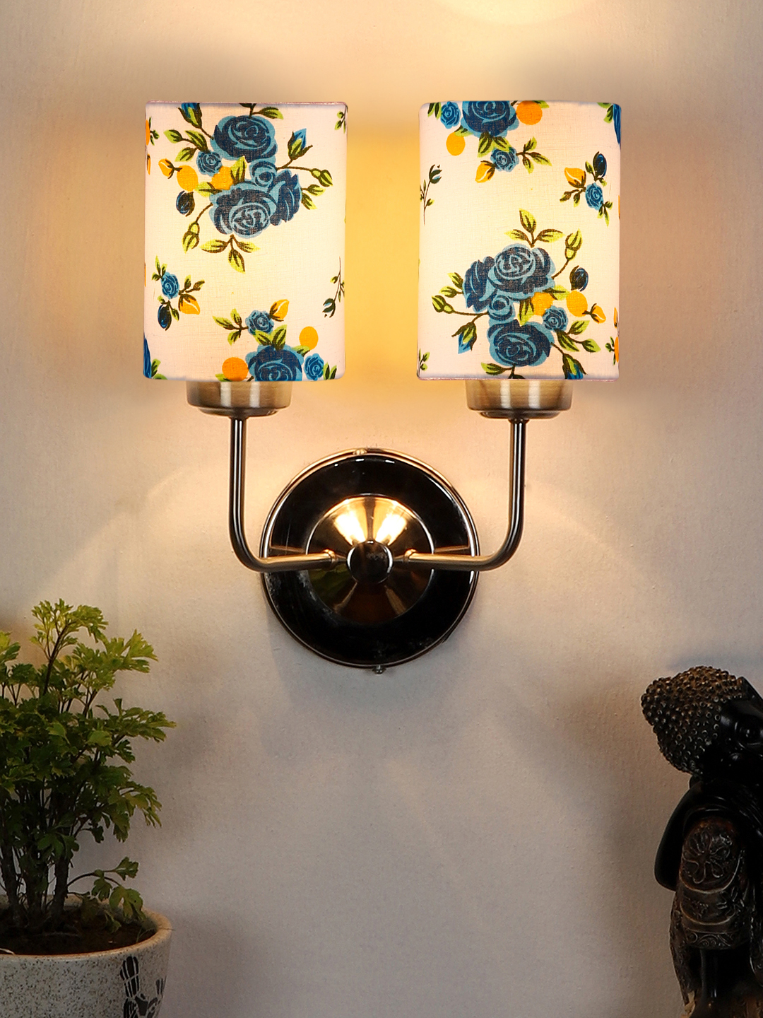 Ambika Home Dual Multicolor cotton shade wall mounted lamp with Steel Base Decorative Wall Lamp for Living Room, Bedroom & Hallway - Image 2