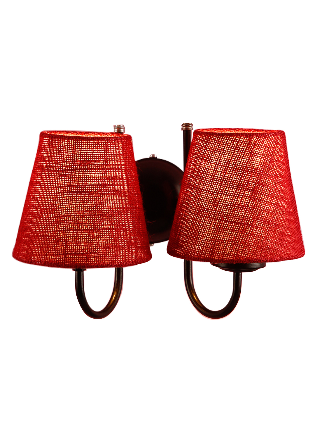 Ambika Home Dual Maroon Jute Wall Mounted Lamp Iron Base Decorative Wall Lamp for Living Room, Bedroom & Hallway - Image 4