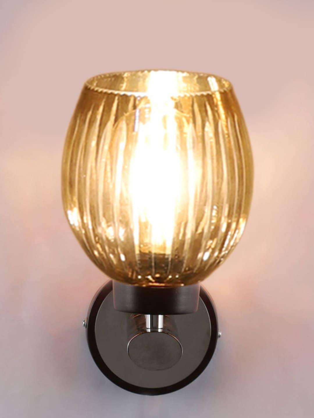 Ambika Home Metal wall mounted lamp with Diamond Cut Smoke Glass | Modern Wall Light for Living Room Bedroom Hallway Lobby Staircase | Decorative Indoor Wall Sconce - Image 3