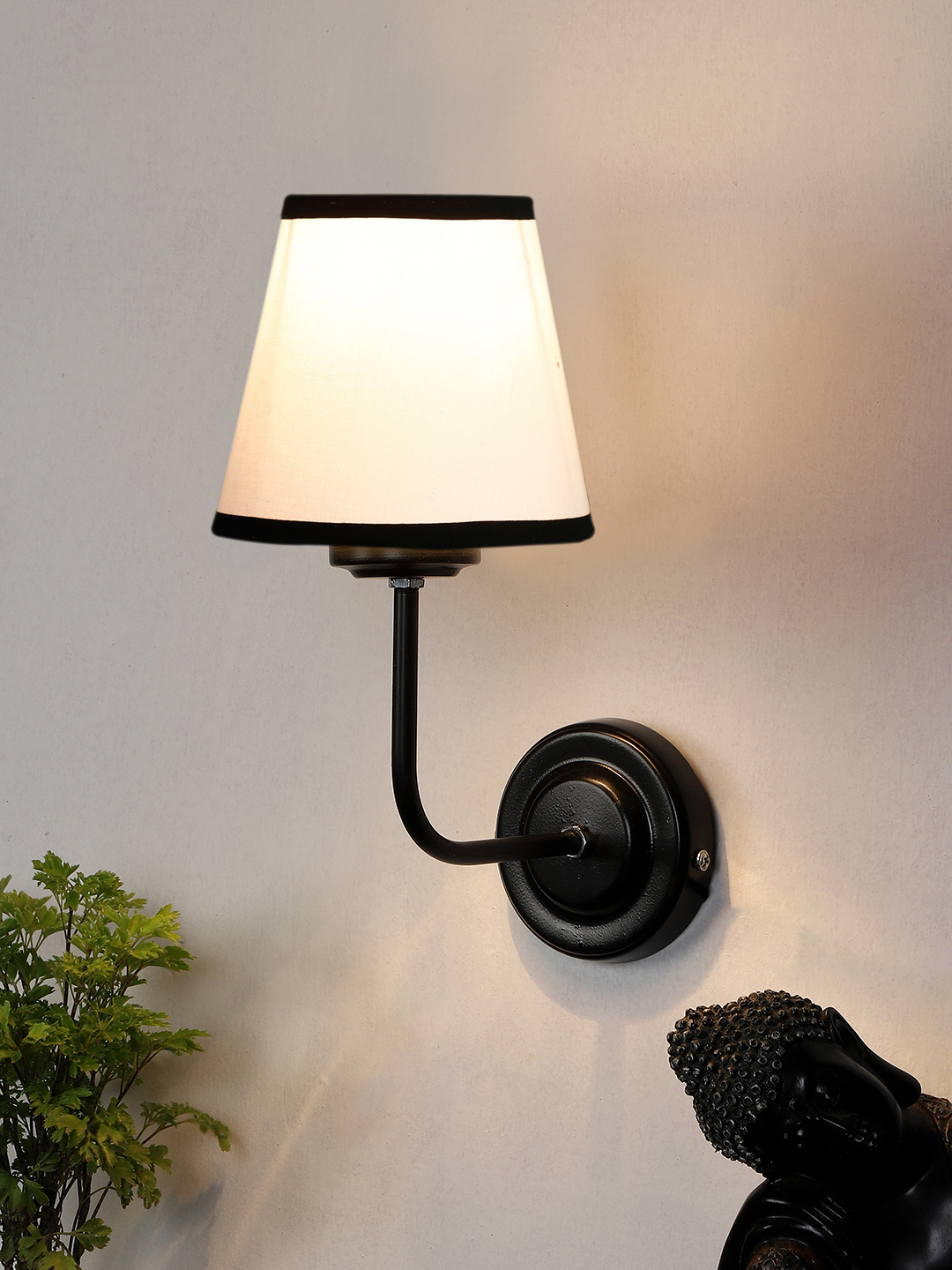 Ambika Home White & Black cotton Wall mounted Lamp Iron Base Decorative Wall Lamp for Living Room, Bedroom & Hallway - Image 2