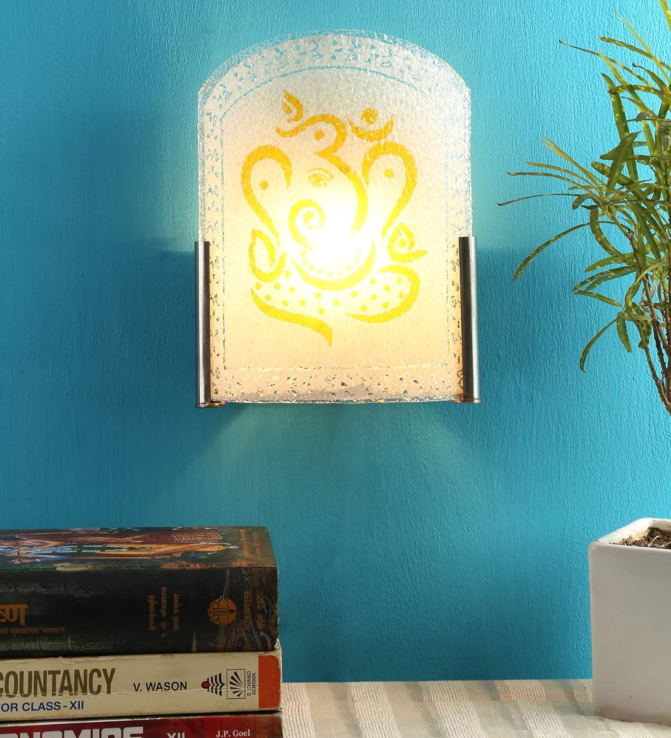 Ambika Home Yellow Ganesh Ji Wall Mounted Lamp for Home Entrance & Temple Decor - Image 2