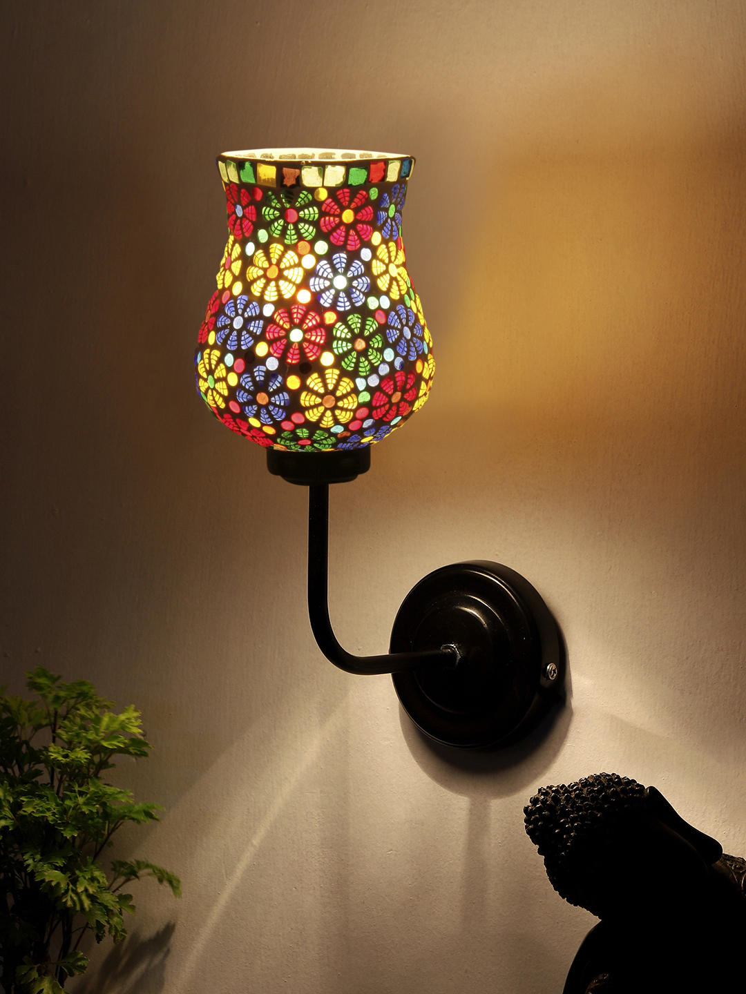 Ambika Home Multicolor Mosaic Glass shade wall mounted lamp with iron base Decorative Wall Lamp for Living Room, Bedroom & Hallway - Image 3