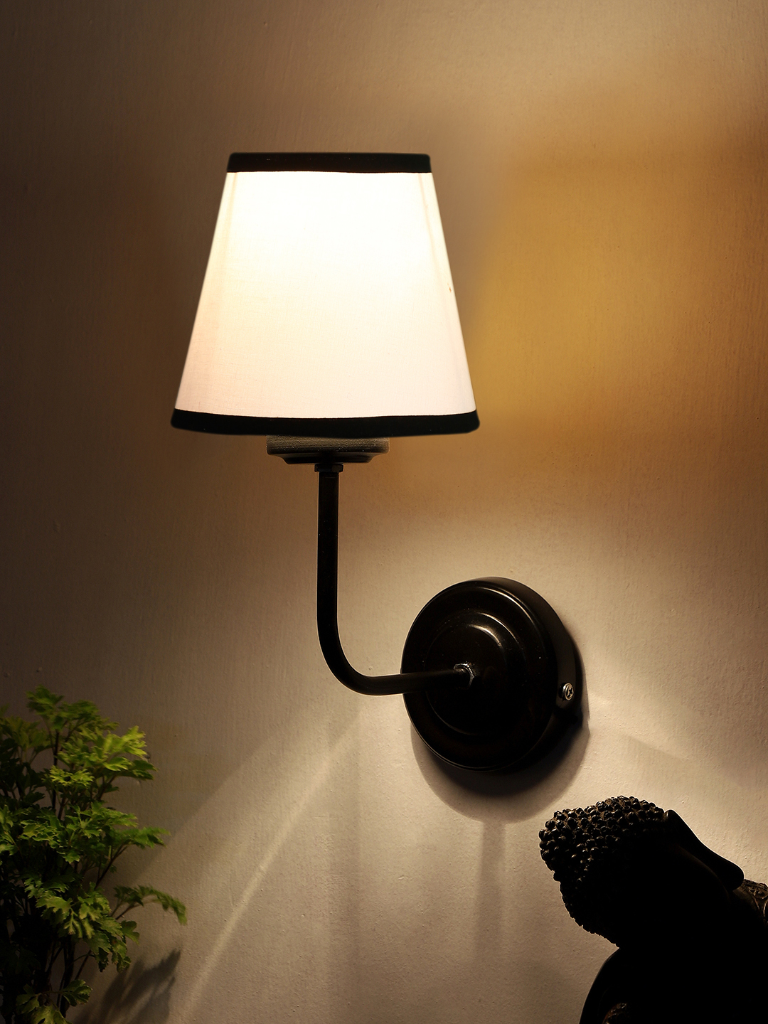 Ambika Home White & Black cotton Wall mounted Lamp Iron Base Decorative Wall Lamp for Living Room, Bedroom & Hallway - Image 3