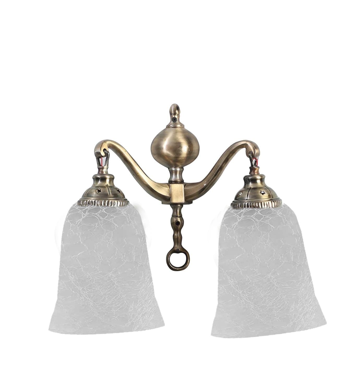 Ambika Home Dual Wall mounted Antique Gold lamp with White Milky Crinkle Glass | Modern Wall Light for Living Room Bedroom Hallway Lobby Staircase | Decorative Indoor Wall Sconce - Image 4