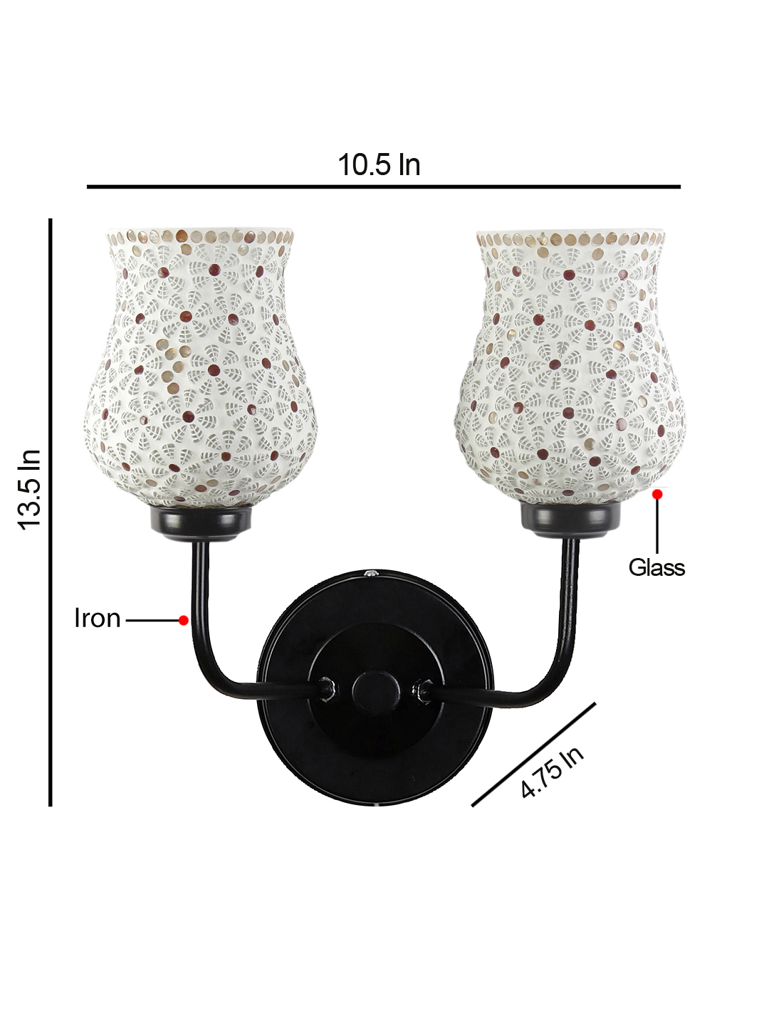 Ambika Home Dual Multicolor Mosaic Glass Wall Mounted Lamp with Iron Base Decorative Wall Lamp for Living Room, Bedroom & Hallway - Image 5