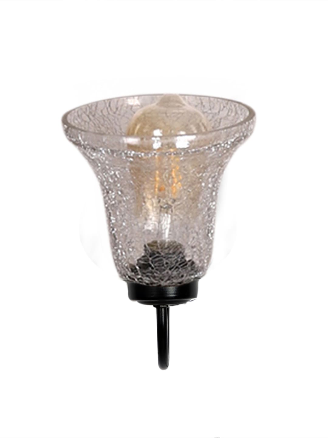 Ambika Home Black wall mounted lamp with Transparent Crinkle Glass | Modern Wall Light for Living Room Bedroom Hallway Lobby Staircase | Decorative Indoor Wall Sconce - Image 3