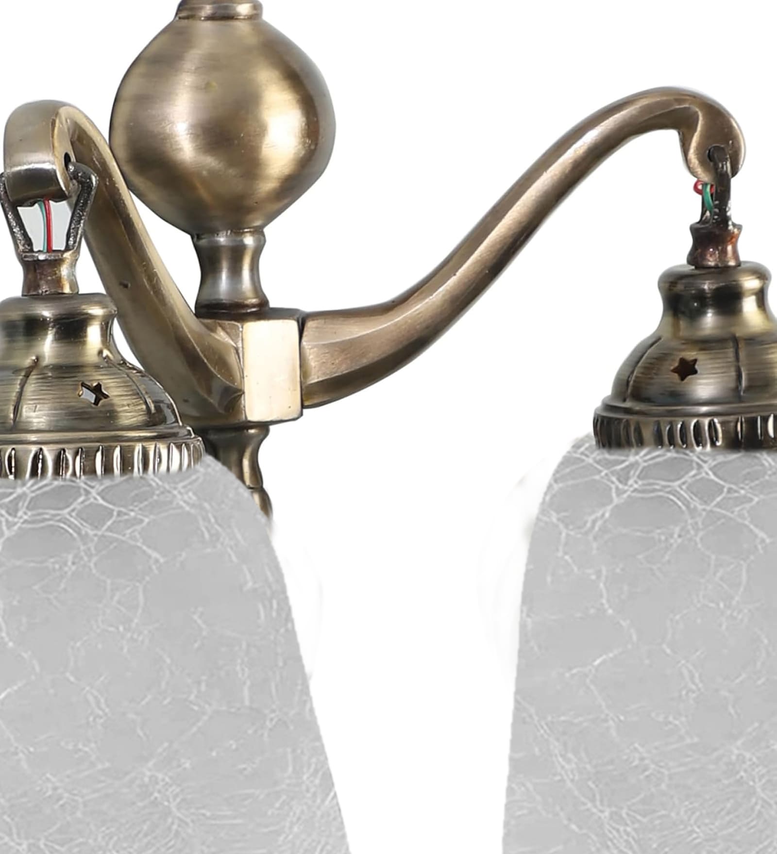 Ambika Home Dual Wall mounted Antique Gold lamp with White Milky Crinkle Glass | Modern Wall Light for Living Room Bedroom Hallway Lobby Staircase | Decorative Indoor Wall Sconce - Image 2
