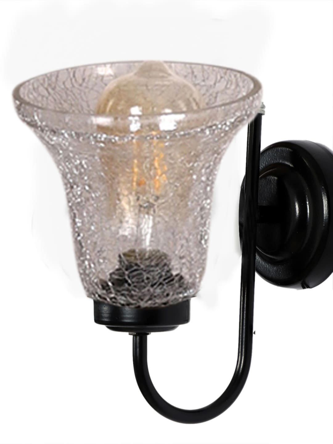 Ambika Home Black wall mounted lamp with Transparent Crinkle Glass | Modern Wall Light for Living Room Bedroom Hallway Lobby Staircase | Decorative Indoor Wall Sconce - Image 2