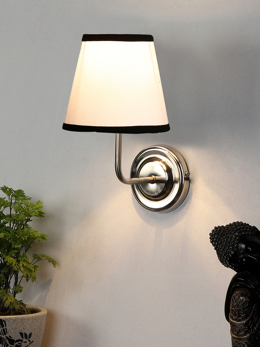 Ambika Home White & Black cotton Wall mounted Lamp Steel Base Decorative Wall Lamp for Living Room, Bedroom & Hallway - Image 2