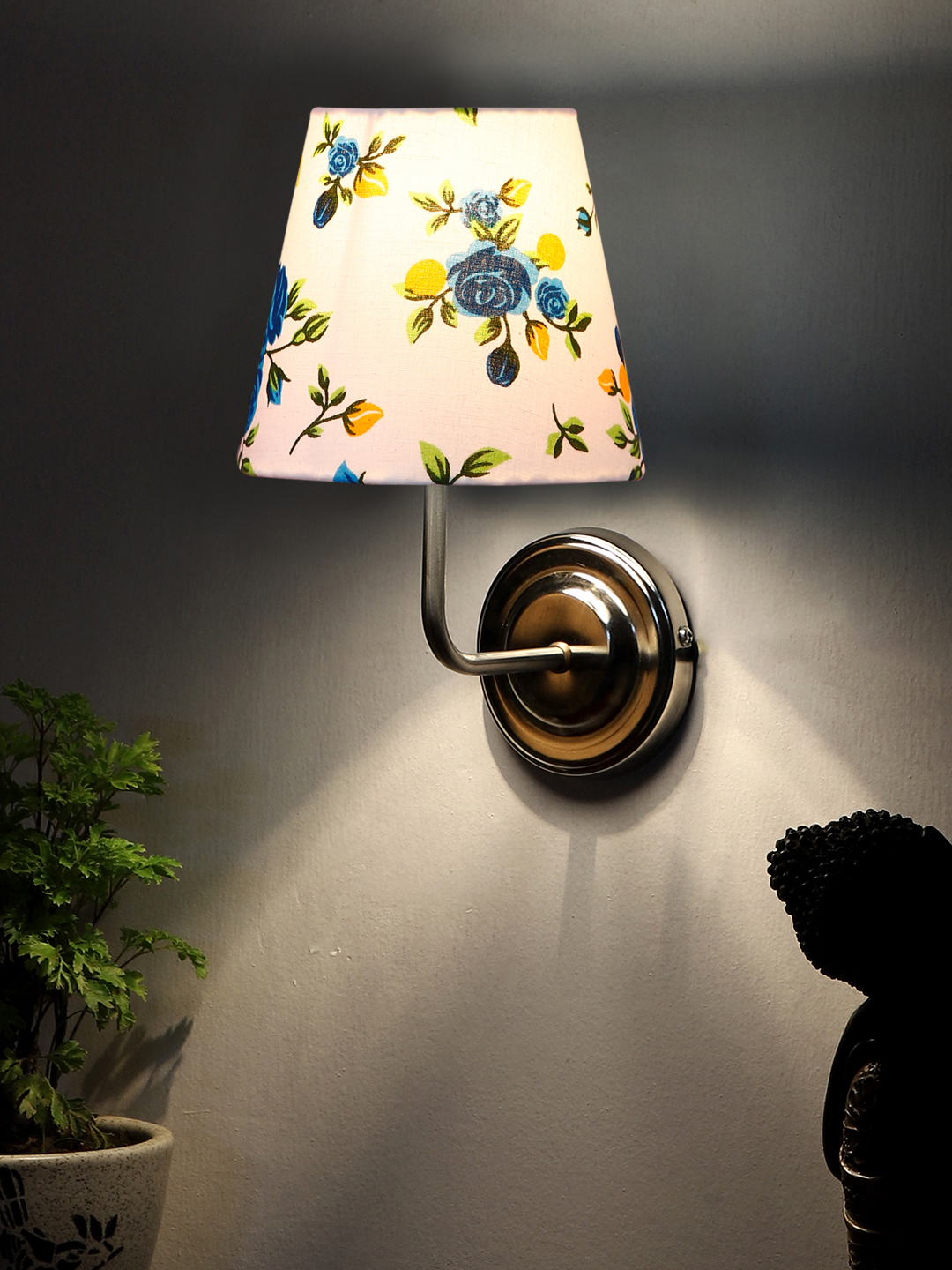 Ambika Home Multicolor cotton shade wall mounted lamp with Steel Base Decorative Wall Lamp for Living Room, Bedroom & Hallway - Image 3