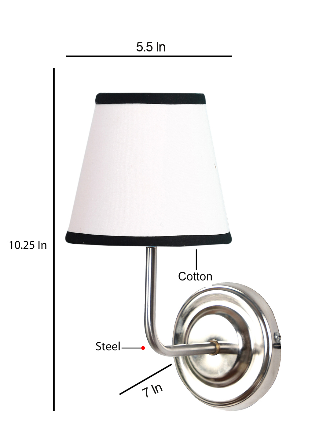 Ambika Home White & Black cotton Wall mounted Lamp Steel Base Decorative Wall Lamp for Living Room, Bedroom & Hallway - Image 5