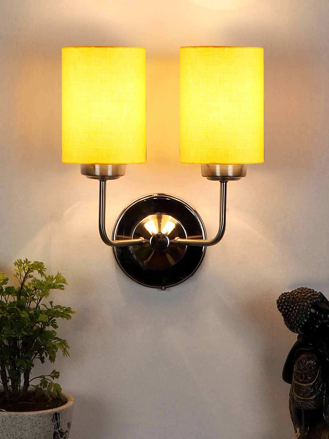 Ambika Home Dual White & Black cotton Wall mounted Lamp Steel Base Decorative Wall Lamp for Living Room, Bedroom & Hallway - Image 10