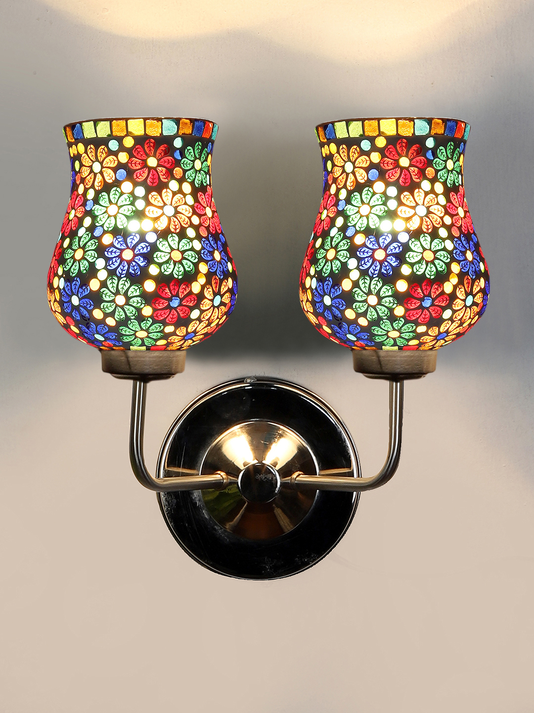 Ambika Home Dual Multicolor Mosaic Glass Wall Mounted Lamp with Steel Base Decorative Wall Lamp for Living Room, Bedroom & Hallway - Image 6