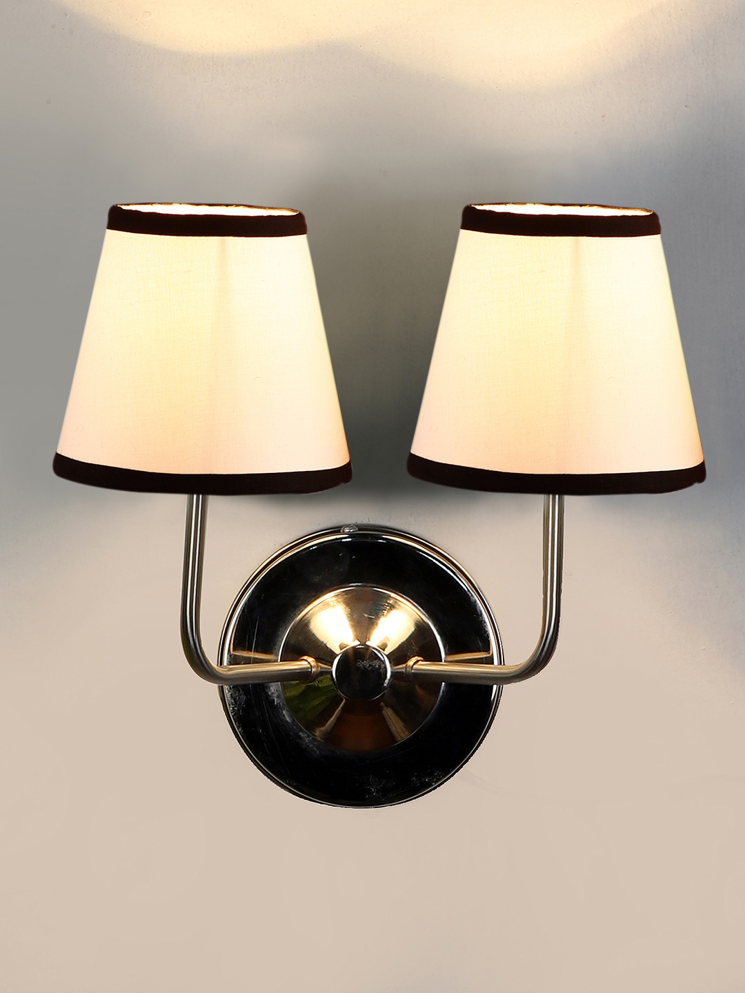 Ambika Home Dual Off White Cotton Wall Mounted Lamp with Steel Base Decorative Wall Lamp for Living Room, Bedroom & Hallway - Image 10